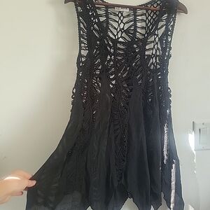 Elegant Black Crochet Tank Top